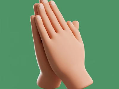 Stylish Ornamental Decoration Set With Light Brown Clasped Hands On Green Background 3d model
