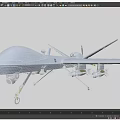 Military Fighter Drone Featuring Gray Body Long Wings Mounted Missiles and Landing Gear