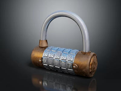 Antique Metal Door Handle With Combination Lock And Numeric Keypad For Security 3d model