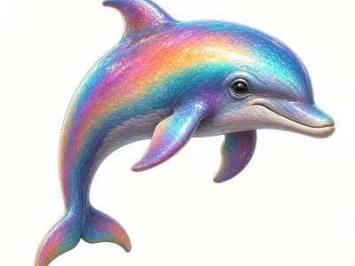 Shiny Rainbow Colored Dolphin Decorative Ornament Set For Home Decor 3d model