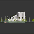 Luxury Resort Building Complex With Rooftop Gardens Palm Trees And Swimming Pool