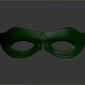 Green Superhero Mask With Curved Design And Eye Holes For Costume Use