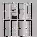 Various Modern Door Designs With Black Frames And Different Glass Patterns 3d model