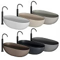 Modern Oval Shaped Bathtubs In Various Colors With Black Faucets
