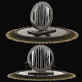 Circular Garden Fountain With Vertical Water Streams And Stone Base Decorative Ornament