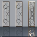 Hinged Doors With Geometric Patterns Metal Frames And Glass For Modern Interior 3d model