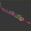 Sci Fi Tech Inspired Sword With Purple Glowing Blade And Green Circuit Details