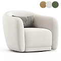 Modern Beige Armchair With Curved Armrests And Soft Gray Decorative Cushion