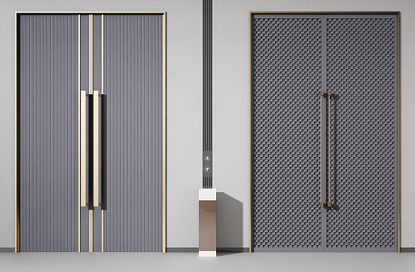 Light Luxury Double Door Entrance Door Alloy Door Gate 3d model