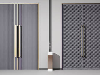 Light Luxury Double Door Entrance Door Alloy Door Gate 3d model