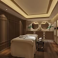 Serene SPA Sauna Interior With Massage Bed Wooden Flooring Plants And Relaxing Ambiance