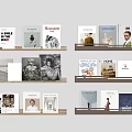 Books And Magazines Display On Multiple Shelves With Various Cover Designs And Themes
