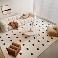 Sofa Coffee Table Combination Hanging Picture Stool Side Table Floor Lamp 3d model