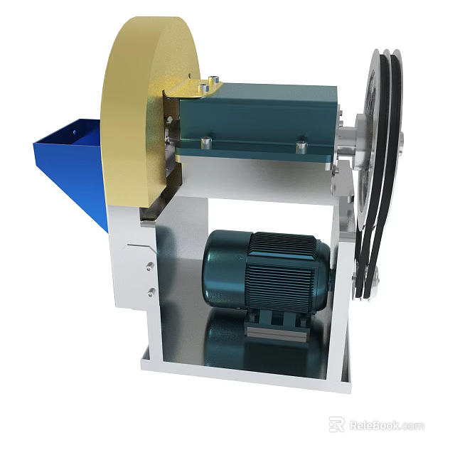Industrial Machine With Motor Wheel Blue Component And Metal Frame Structure 3d model 