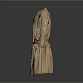 Elegant Brown Belted Long Sleeve Velvet Dress With Simple Design