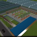 Modern Industrial Factory With Green Courtyard And Landscaped Area Surrounded By Fields