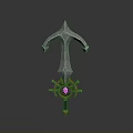 Fantasy Style Sword With Metallic Blade Curved Guard And Pink Gemstone Decoration