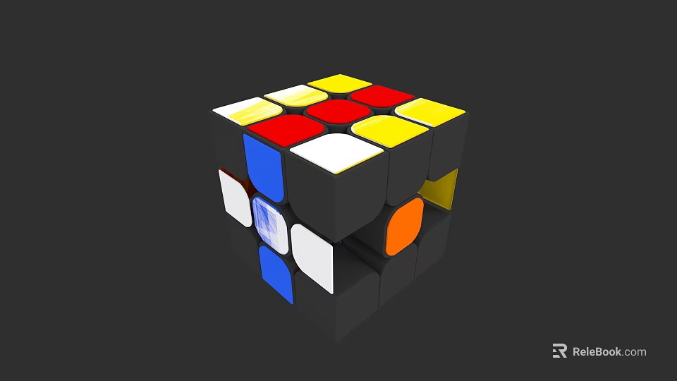 Colorful Rubik's Cube Building Blocks With Multi Colored Square Faces And Puzzle Design 3d model 