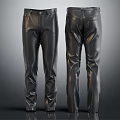 High Quality Stylish Black Leather Pants Front And Back View Design 3d model