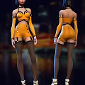 Game Movie Character In Orange Outfit With Shorts Stockings