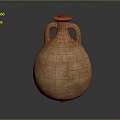 Ancient Terracotta Jar With Two Handles And Rounded Textured Body 3d model