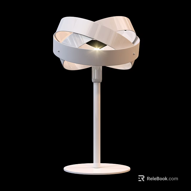 Modern White Table Lamp with Geometric Striped Shade for Home Office Bedroom Lighting 3d model 