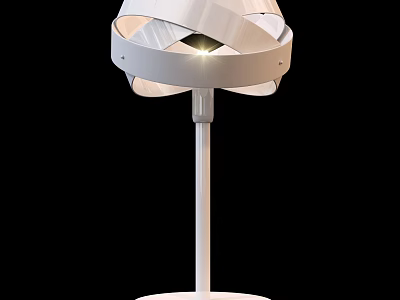 Modern White Table Lamp with Geometric Striped Shade for Home Office Bedroom Lighting 3d model
