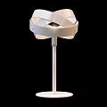Modern White Table Lamp with Geometric Striped Shade for Home Office Bedroom Lighting
