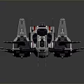 Futuristic Sci Fi Spaceship Model With Detailed Mechanical Structure And White Red Gray Exterior