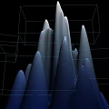 Garden Landscape With Spire Like Structures Blue White Lighting And Misty Atmosphere
