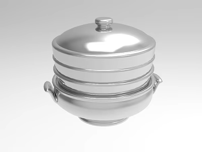 Stainless Steel Multi Layer Steamer Kitchenware With Lid And Side Handles For Home Cooking 3d model