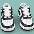 modern shoes sneaker black white 3d model