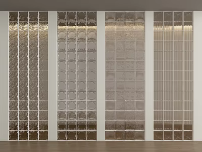 Modern Glass Partition Wall Design With Textured Panels And Geometric Patterns 3d model