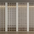 Modern Glass Partition Wall Design With Textured Panels And Geometric Patterns 3d model