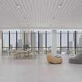 Modern Bright Service Hall With Service Counters Waiting Seats And Large Windows