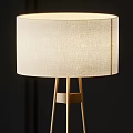 Modern Floor Lamp With Linen Shade And Tripod Metal Stand In Gold Black Design