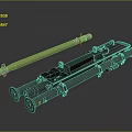 Military Weapon System Featuring Black Launch Tubes And Green Cylindrical Component 3d model