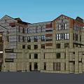 Multi Story Commercial Complex Featuring Classical Architectural Style Stone Facade And Arch Windows 3d model