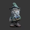 Fantasy Game Movie Character Gnome With Green Hat White Beard Holding Blue Bird Red Shoes