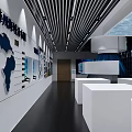 Modern Exhibition Space Interior With Central Cone Installation And Digital Wall Displays 3d model