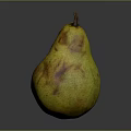 Fresh Ripe Yellow Pear With Brown Spots And Brown Stem On Gray Background