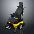 Electric Wheelchair With Yellow Black Frame Comfortable Seat Armrest And Wheels