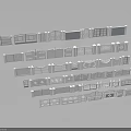 Various White Metal Fences With Different Designs And Styles Arranged In Multi Layer Structure 3d model