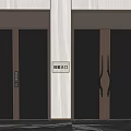 Modern Double Entrance Doors With Metal Textured Surface And Gold Accents On Frames And Handles