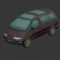 Purple Minivan Exterior With Transparent Roof Classic Body Design And Wheels