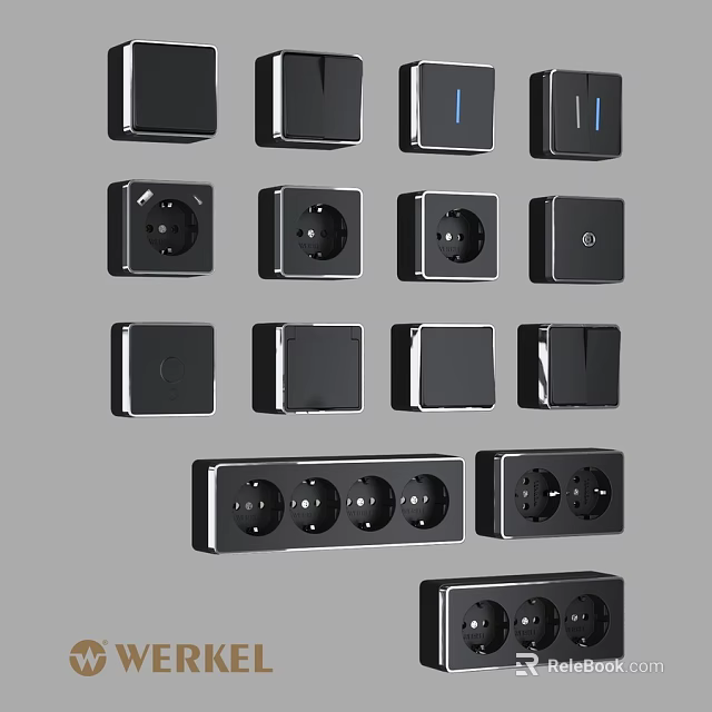Stylish Modern Electrical Switches and Power Sockets for Daily Household Appliances 3d model 