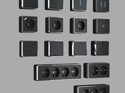 Stylish Modern Electrical Switches and Power Sockets for Daily Household Appliances 3d model