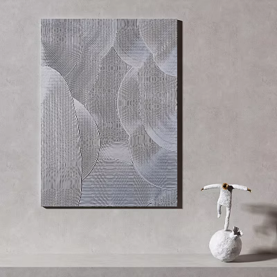 Gray Textured Wall Art With Abstract Patterns And White Decorative Sculpture 3d model