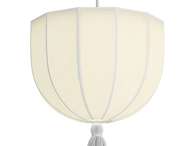 Modern Ceiling Light Beige White Shade With Gray Stripe Details And Tassel Decoration 3d model