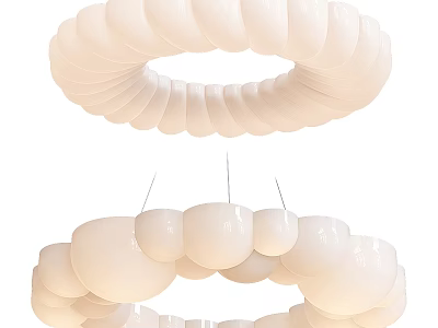 Stylish Modern Circular White Chandelier With Rounded Elements For Home Interior 3d model